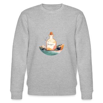 Perfume bottle "Unique" in a beautiful landscape - Stanley/Stella CHANGER Unisex Organic Sweatshirt - heather grey - Front - Nik (191cm) & Marisol (170cm)