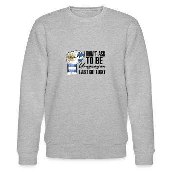 Uruguayischer Stolz Uruguayische Flagge - Stanley/Stella Unisex Bio-Sweatshirt CHANGER  - Grau meliert - Vorne - Nik (191cm) & Marisol (170cm)