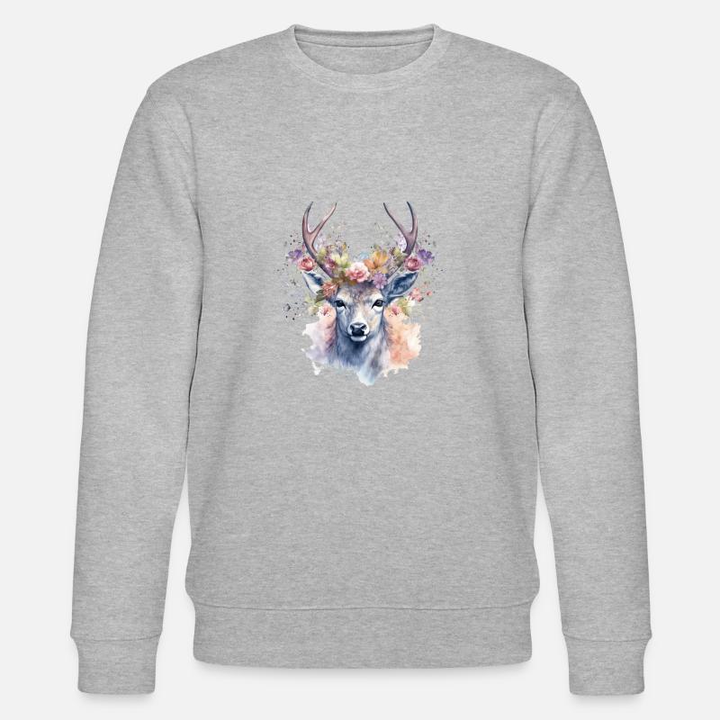 Ersatz Dirndl Hirschgeweih Hirsch - Stanley/Stella Unisex Bio-Sweatshirt CHANGER - Grau meliert