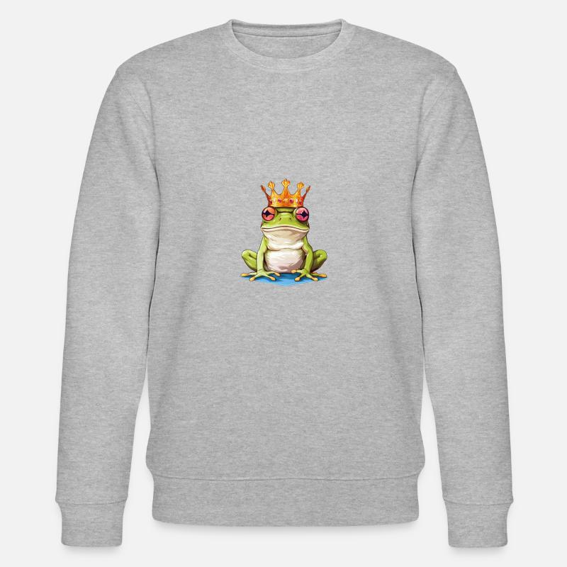 comic toad frog with crown - Stanley/Stella CHANGER Unisex Organic Sweatshirt - heather grey
