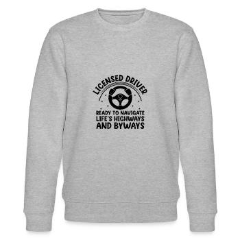 Driving License Passed New Driver Permit Driving S - Stanley/Stella CHANGER Unisex Organic Sweatshirt - heather grey - Front - Nik (191cm) & Marisol (170cm)