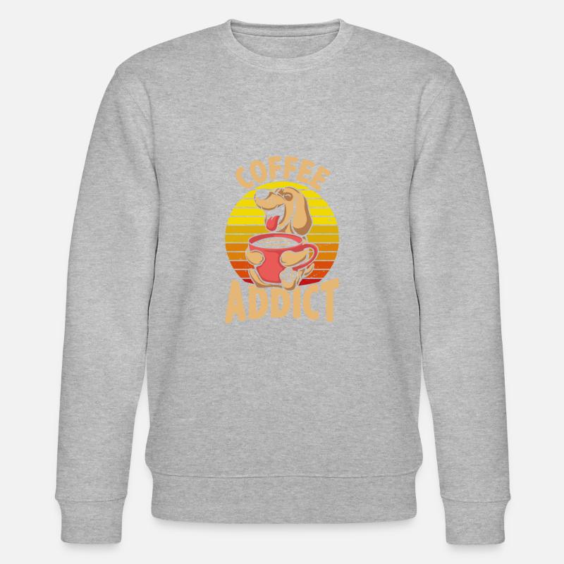 Kaffeeabhängiger Retro - Stanley/Stella Unisex Bio-Sweatshirt CHANGER  - Grau meliert