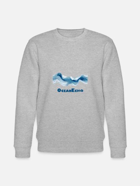 Line Style Wave Motif - OceanEcho - Stanley/Stella CHANGER Unisex Organic Sweatshirt - heather grey