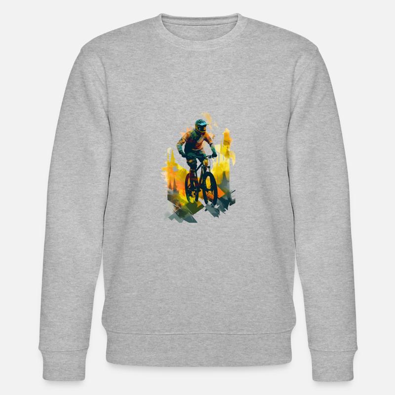 Abstrakt Mountainbiker Downhill - Stanley/Stella Unisex Bio-Sweatshirt CHANGER  - Grau meliert
