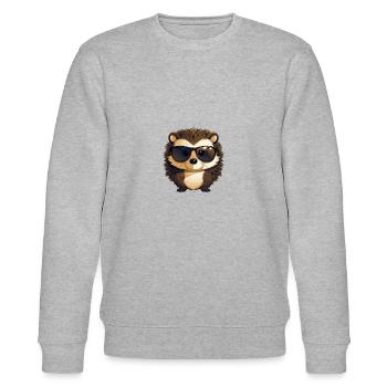 Lustiger Igel mit Sonnenbrille - Stanley/Stella Unisex Bio-Sweatshirt CHANGER  - Grau meliert - Vorne - Nik (191cm) & Marisol (170cm)