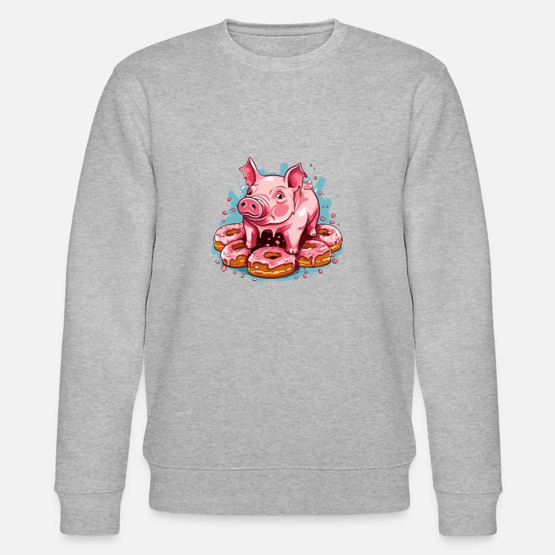 Le cochon beignet glacé - Sweat bio CHANGER Stanley/Stella Unisexe - gris chiné