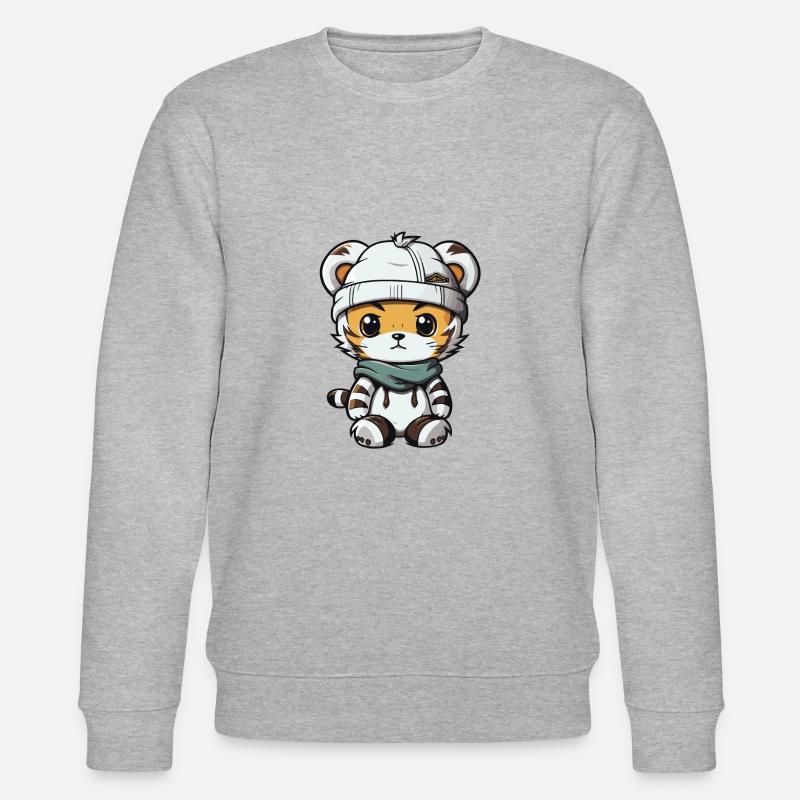 Tiger Winter Comic Cute - Stanley/Stella CHANGER Unisex Organic Sweatshirt - heather grey