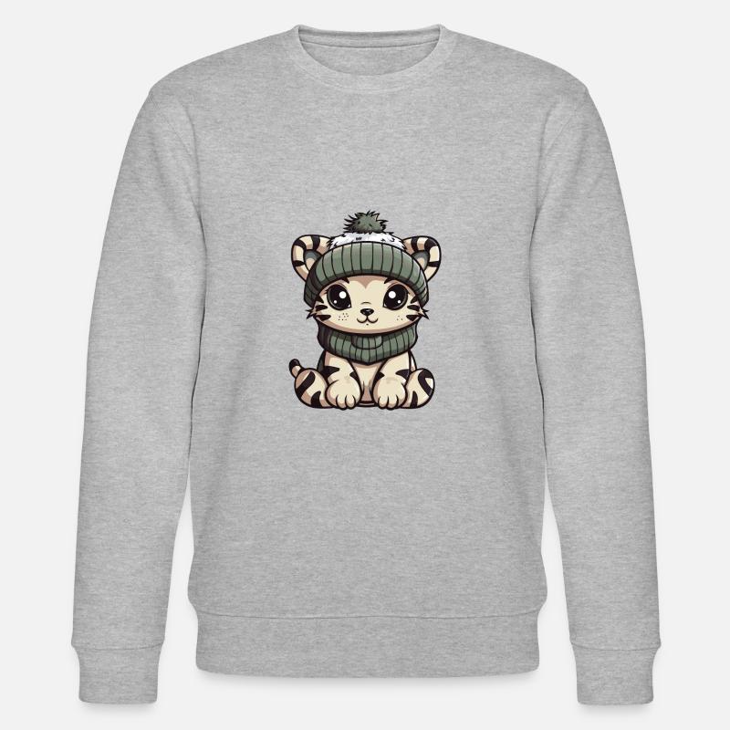 Tiger Winter Comic - Stanley/Stella CHANGER Unisex Organic Sweatshirt - heather grey