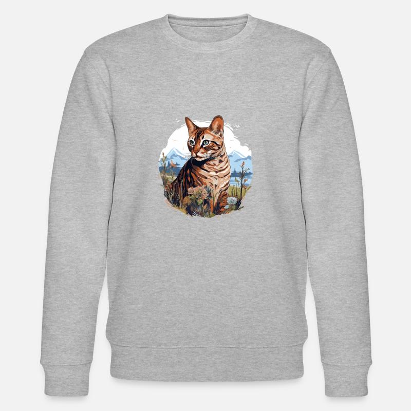 Chat du Bengale - Sweat bio CHANGER Stanley/Stella Unisexe - gris chiné