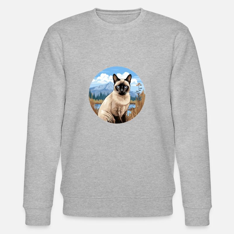 Siamese Cat Siamkatze - Stanley/Stella Unisex Bio-Sweatshirt CHANGER  - Grau meliert