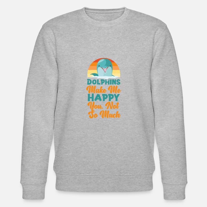 Dolphin Retro Dolphins Make Me - Stanley/Stella Unisex Bio-Sweatshirt CHANGER - Grau meliert