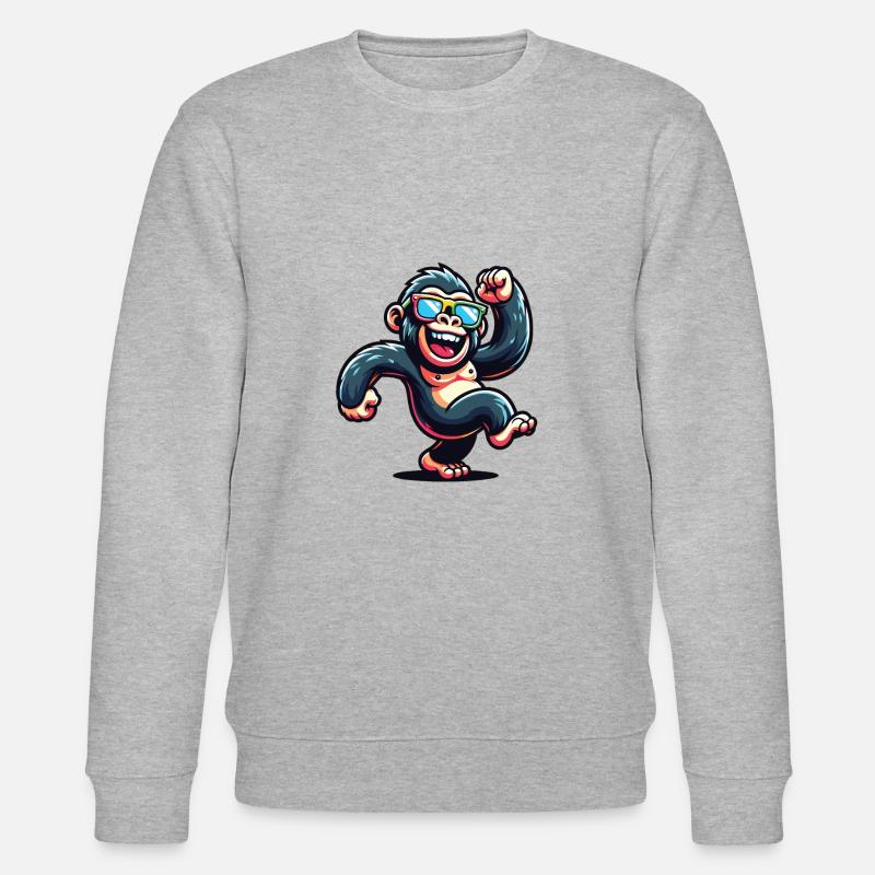 Gorilla mit Sonnenbrille - Stanley/Stella Unisex Bio-Sweatshirt CHANGER  - Grau meliert