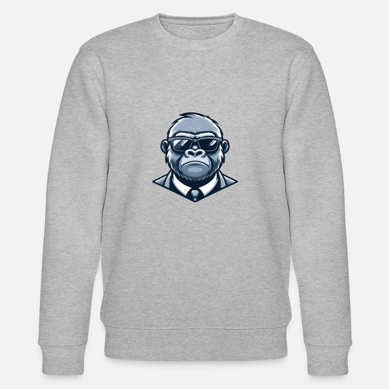 Gorilla mit Sonnenbrille - Stanley/Stella Unisex Bio-Sweatshirt CHANGER  - Grau meliert