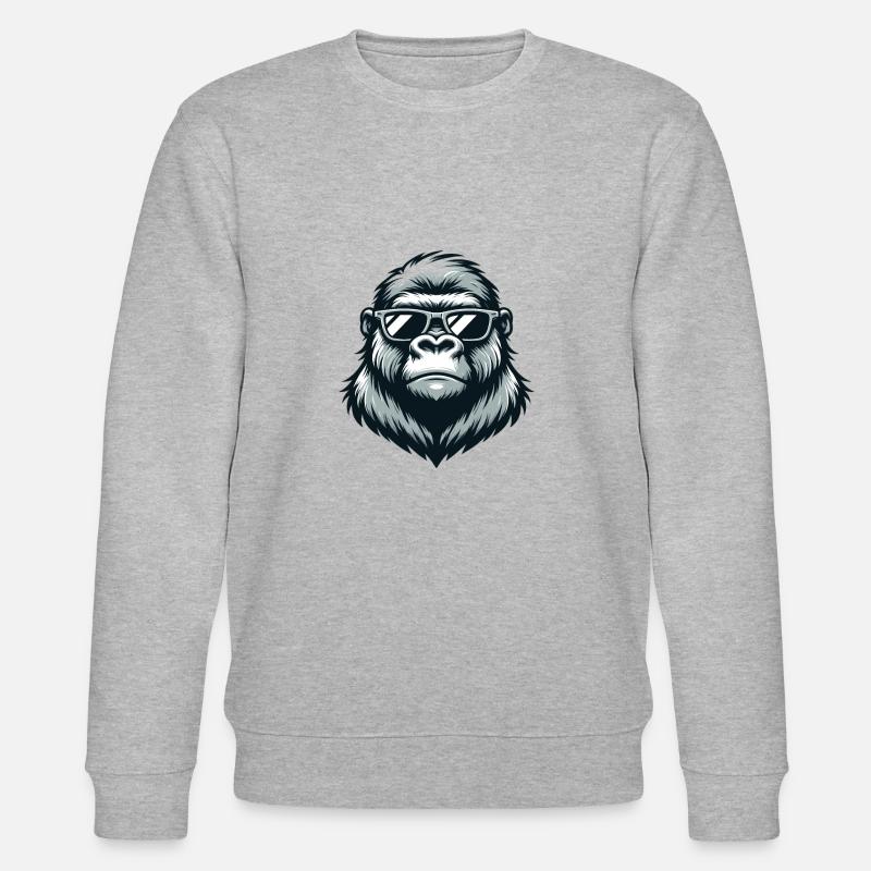 Gorilla mit Sonnenbrille - Stanley/Stella Unisex Bio-Sweatshirt CHANGER - Grau meliert