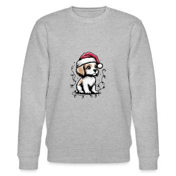 Entzückende Hundeweihnachtsbeleuchtung Weihnachtsmütze - Stanley/Stella Unisex Bio-Sweatshirt CHANGER  - Grau meliert - Vorne - Nik (191cm) & Marisol (170cm)