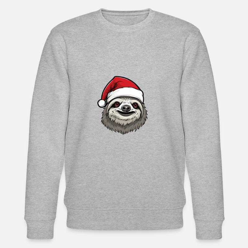 Faultier Weihnachten Tier Kopf - Stanley/Stella Unisex Bio-Sweatshirt CHANGER  - Grau meliert
