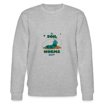 In Soil Worms Thrive - Stanley/Stella CHANGER Unisex Organic Sweatshirt - heather grey - Front - Nik (191cm) & Marisol (170cm)