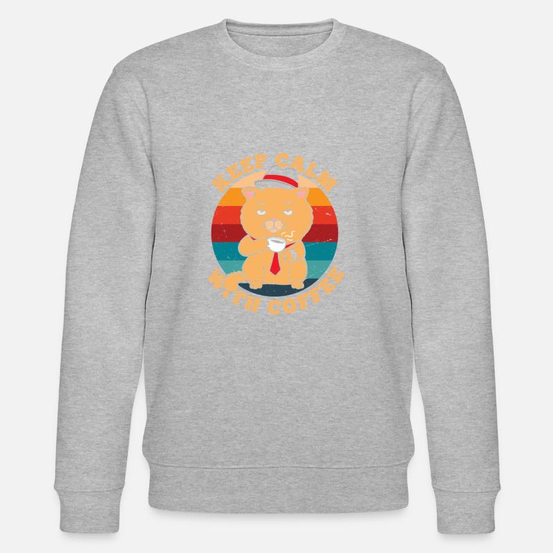 Bleib Ruhig Mit Kaffee Retro - Stanley/Stella Unisex Bio-Sweatshirt CHANGER  - Grau meliert