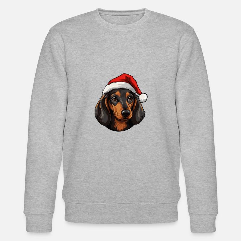 Dackel Hund Kopf Weihnachten - Stanley/Stella Unisex Bio-Sweatshirt CHANGER  - Grau meliert