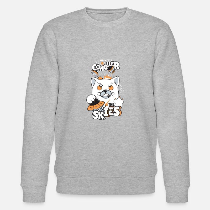 When cats conquer the skies - Stanley/Stella Unisex Bio-Sweatshirt CHANGER - Grau meliert