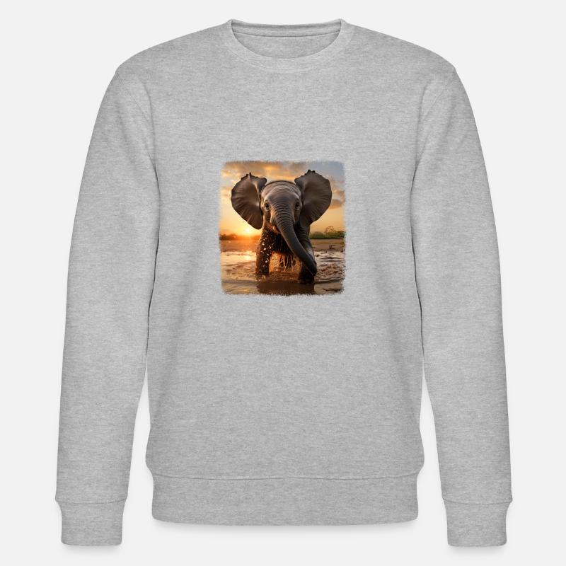 Elefanten realistic Elefant - Stanley/Stella Unisex Bio-Sweatshirt CHANGER  - Grau meliert