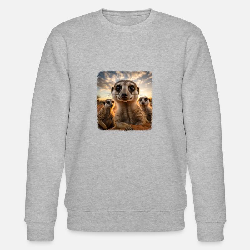 Meerkat realistic Erdmännchen - Stanley/Stella Unisex Bio-Sweatshirt CHANGER - Grau meliert