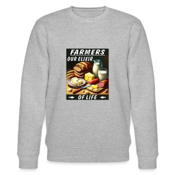 FARMERS OUR ELIXIR OF LIFE - Stanley/Stella CHANGER Unisex Organic Sweatshirt - heather grey - Front - Nik (191cm) & Marisol (170cm)