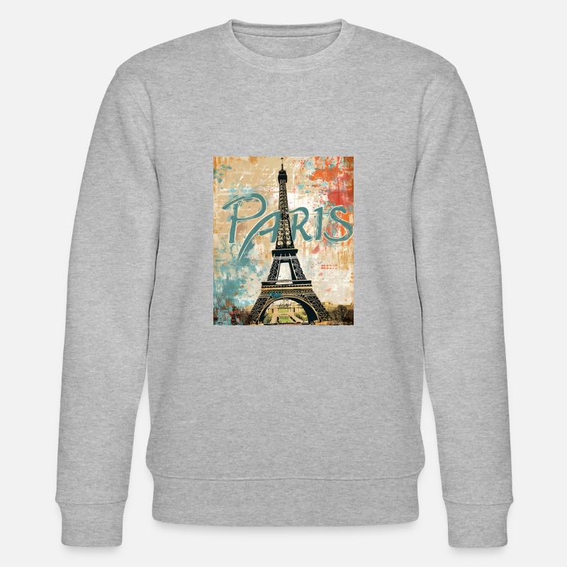Paris mit Eiffelturm - Stanley/Stella Unisex Bio-Sweatshirt CHANGER  - Grau meliert