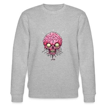 Kein Hirnschmalz: Ein Super-Alien-Zombie-Gehirn - Stanley/Stella Unisex Bio-Sweatshirt CHANGER  - Grau meliert - Vorne - Nik (191cm) & Marisol (170cm)