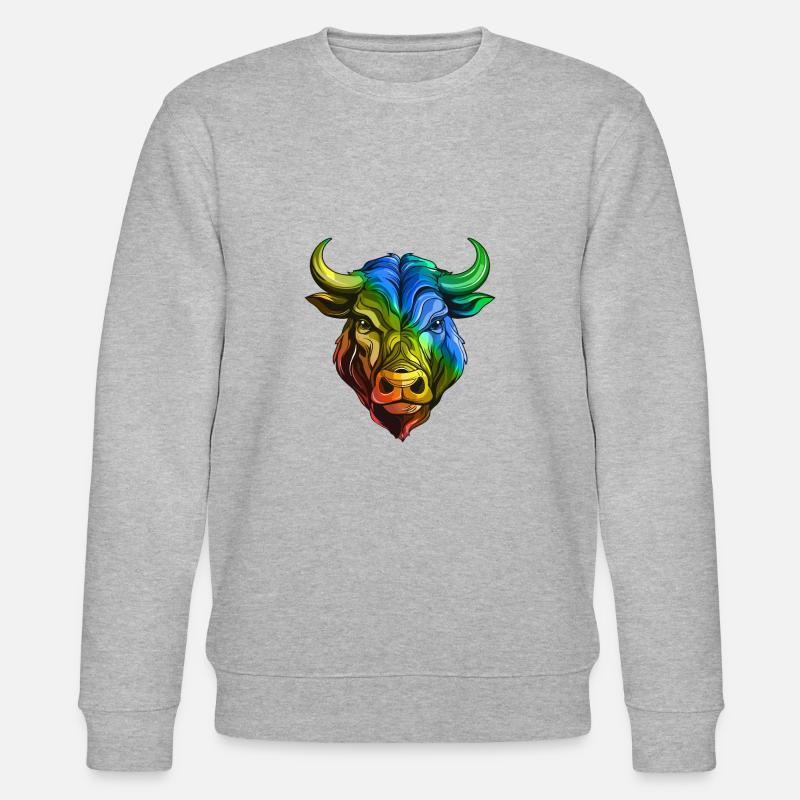 Bulle Kopf Taurus Bunt - Stanley/Stella Unisex Bio-Sweatshirt CHANGER  - Grau meliert