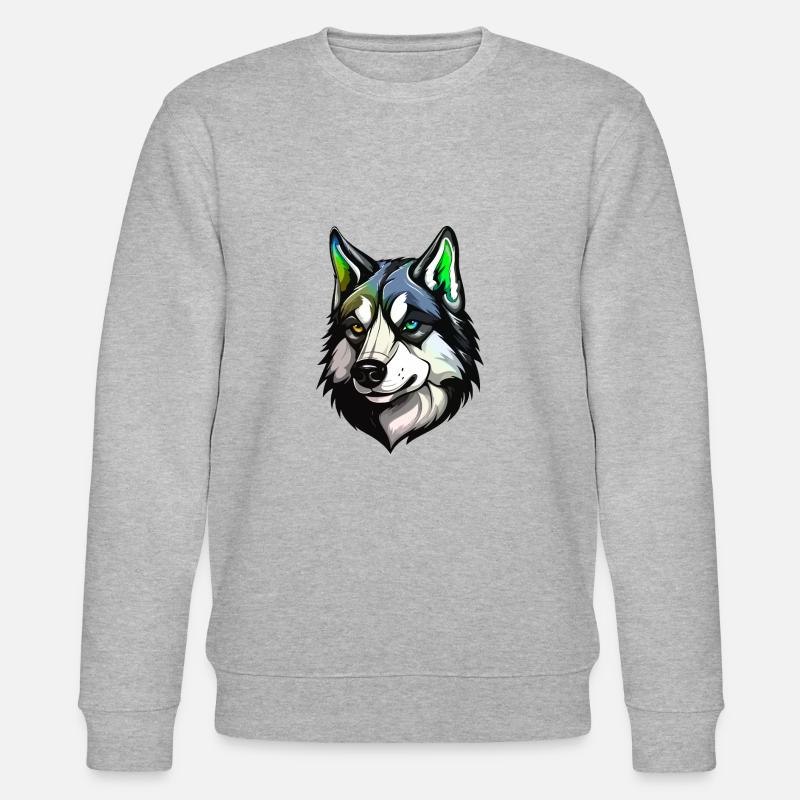Husky Hund Kopf Bunt - Stanley/Stella Unisex Bio-Sweatshirt CHANGER - Grau meliert
