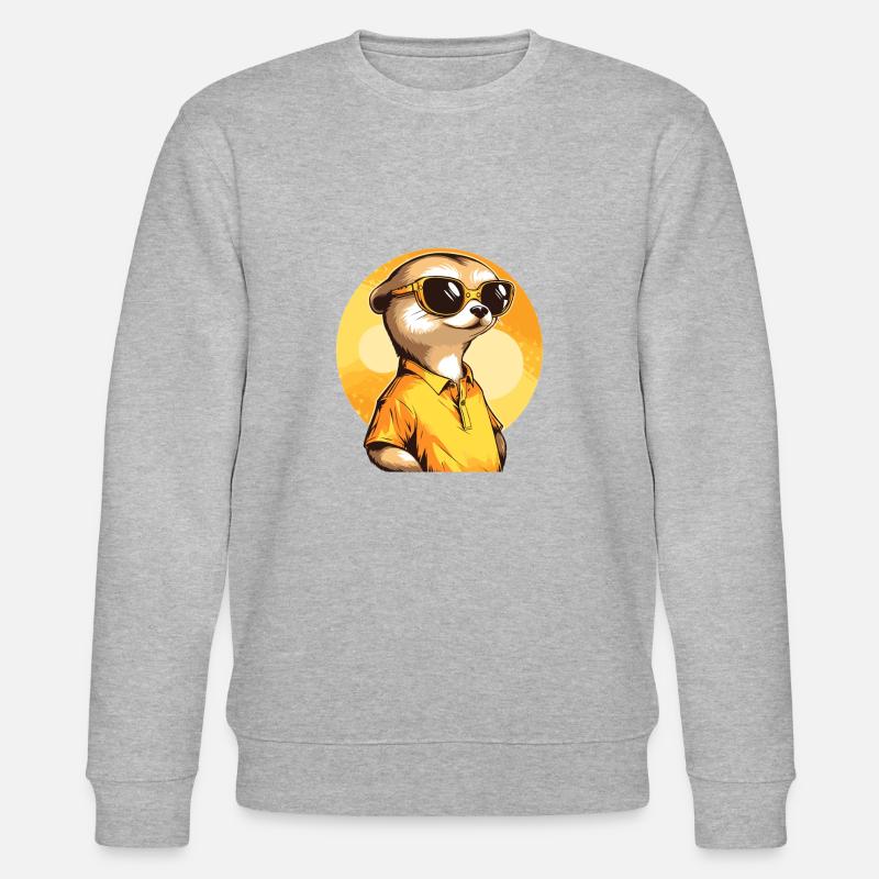 Erdmännchen Mit Sonnenbrille Meerkat - Stanley/Stella Unisex Bio-Sweatshirt CHANGER  - Grau meliert