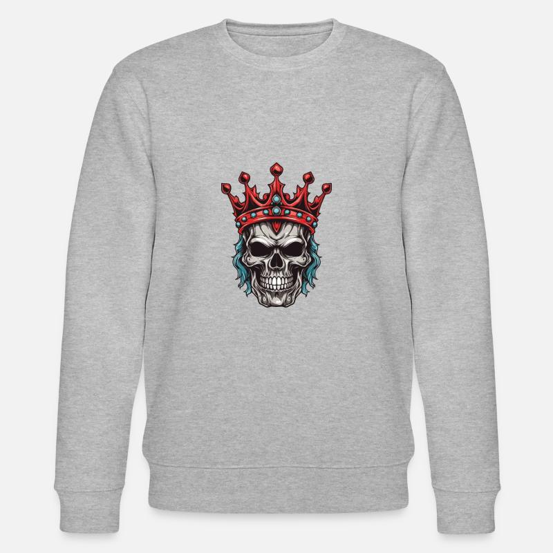Couronne de Roi Crâne - Sweat bio CHANGER Stanley/Stella Unisexe - gris chiné