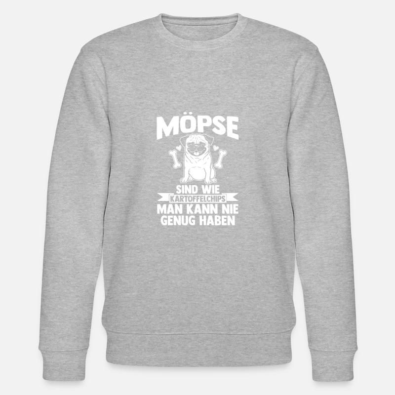 Hund Mops - Stanley/Stella Unisex Bio-Sweatshirt CHANGER - Grau meliert