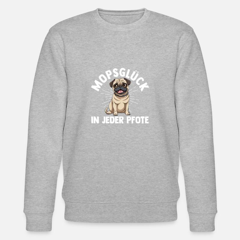 Hund Mops - Stanley/Stella Unisex Bio-Sweatshirt CHANGER  - Grau meliert