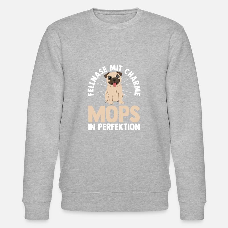 Hund Mops - Stanley/Stella Unisex Bio-Sweatshirt CHANGER  - Grau meliert