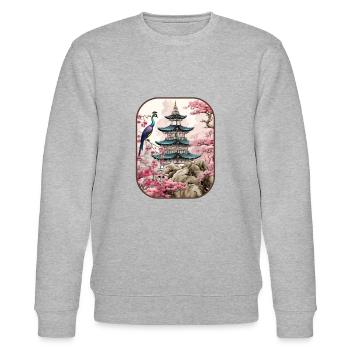 Pagode Paons Grandeur et Grâce T Shirt - Sweat bio CHANGER Stanley/Stella Unisexe - gris chiné - Devant - Nik (191cm) & Marisol (170cm)