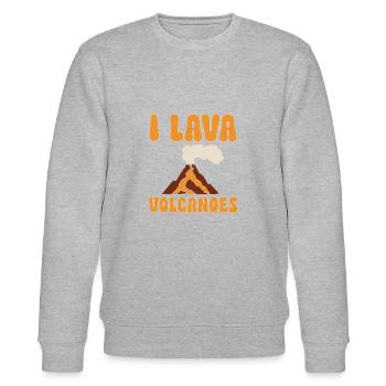 volcano, geology, volcanology, lava - Stanley/Stella CHANGER Unisex Organic Sweatshirt - heather grey - Front - Nik (191cm) & Marisol (170cm)