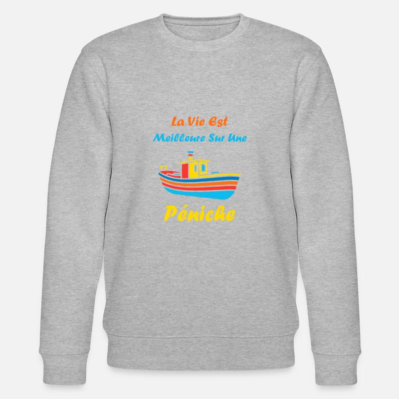 Bateau humour péniche - Sweat bio CHANGER Stanley/Stella Unisexe - gris chiné