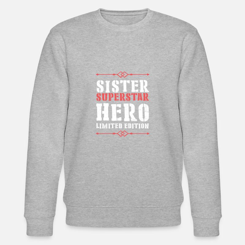 Beste Schwester Heldin Spruch - Stanley/Stella Unisex Bio-Sweatshirt CHANGER - Grau meliert