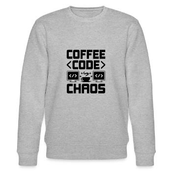 Coffee Coding Programmer Coder Developer Nerd Coff - Stanley/Stella CHANGER Unisex Organic Sweatshirt - heather grey - Front - Nik (191cm) & Marisol (170cm)