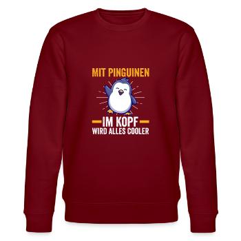 Süße Pinguin - Stanley/Stella Unisex Bio-Sweatshirt CHANGER  - Burgunderrot - Vorne - Nik (191cm) & Marisol (170cm)