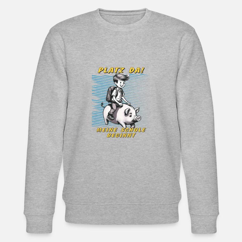 SCHWEIN KIND JUNGE SCHULE BEGINNT - Stanley/Stella Unisex Bio-Sweatshirt CHANGER  - Grau meliert