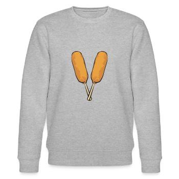 Corn Dog Corndog - Stanley/Stella CHANGER Unisex Organic Sweatshirt - heather grey - Front - Nik (191cm) & Marisol (170cm)