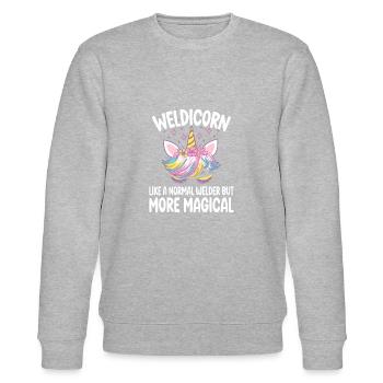 Weldicorn soudage comme un cadeau de fille soudeuse normale - Sweat bio CHANGER Stanley/Stella Unisexe - gris chiné - Devant - Nik (191cm) & Marisol (170cm)