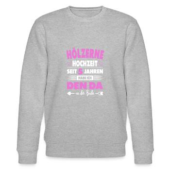 5 Hochzeitstag Paare 5 Jahre Ehe Hölzerne Hochzeit - Stanley/Stella Unisex Bio-Sweatshirt CHANGER  - Grau meliert - Vorne - Nik (191cm) & Marisol (170cm)