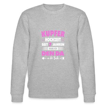 7 Hochzeitstag Paare 7 Jahre Ehe Kupferhochzeit - Stanley/Stella Unisex Bio-Sweatshirt CHANGER  - Grau meliert - Vorne - Nik (191cm) & Marisol (170cm)