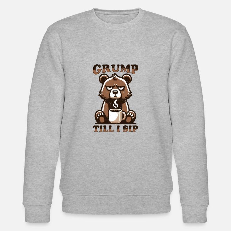 Grumpy bear with coffee - Stanley/Stella CHANGER Unisex Organic Sweatshirt - heather grey
