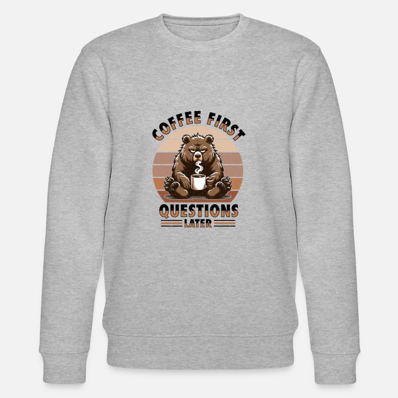 Grumpy bear with coffee - Stanley/Stella CHANGER Unisex Organic Sweatshirt - heather grey