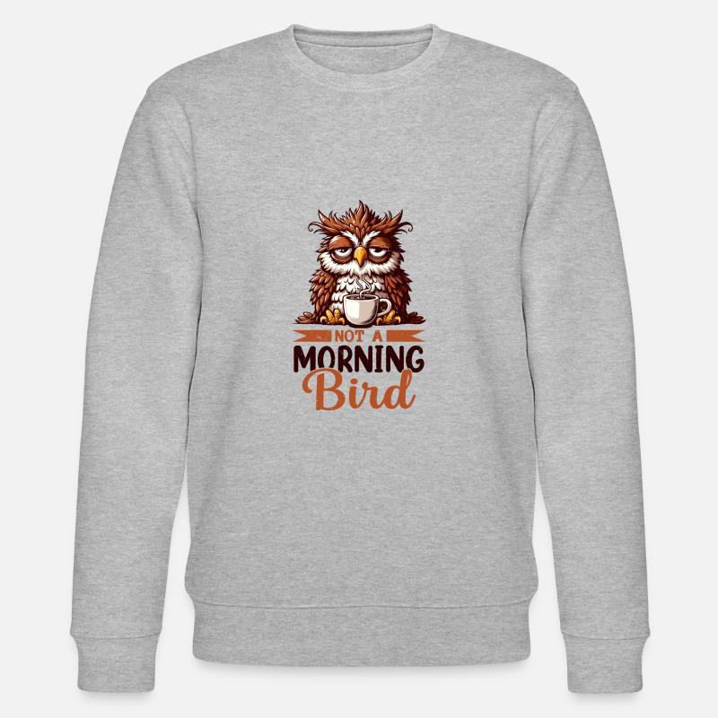 Grumpy owl with coffee - Stanley/Stella CHANGER Unisex Organic Sweatshirt - heather grey